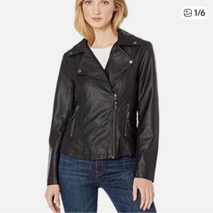 Max Studio Black Faux Leather Moto Jacket 1x